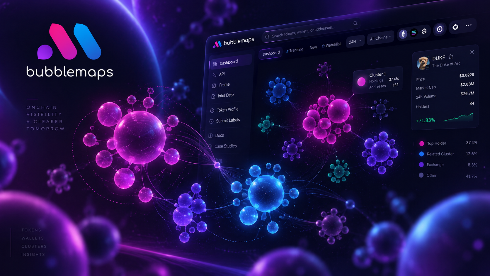 Bubblemaps V2 token discovery feed and interactive holder cluster analysis